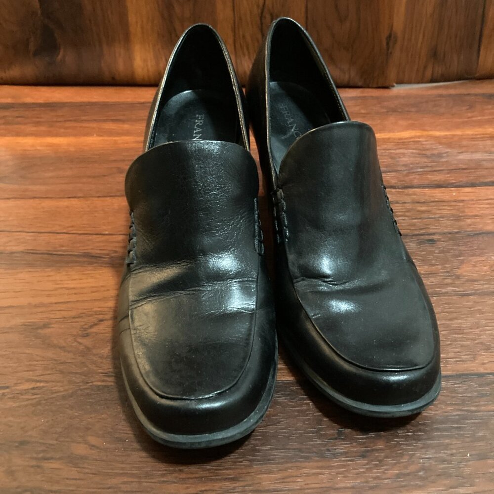 Franco Sarto Womens 8.5 Nolan Black Pump 4" Heel‎ Fall Academic Core Y2K Leather